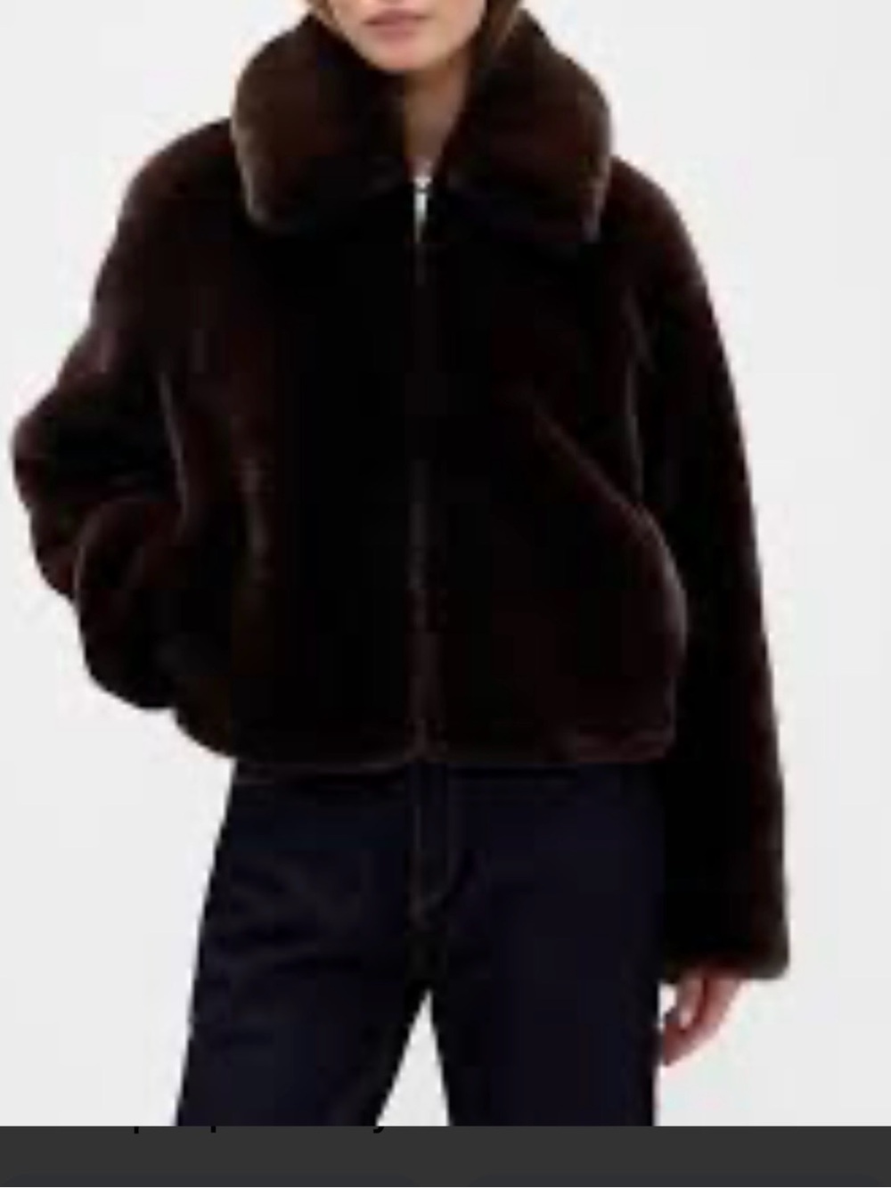 GAP Dark Brown Faux Fur Zip Jacket